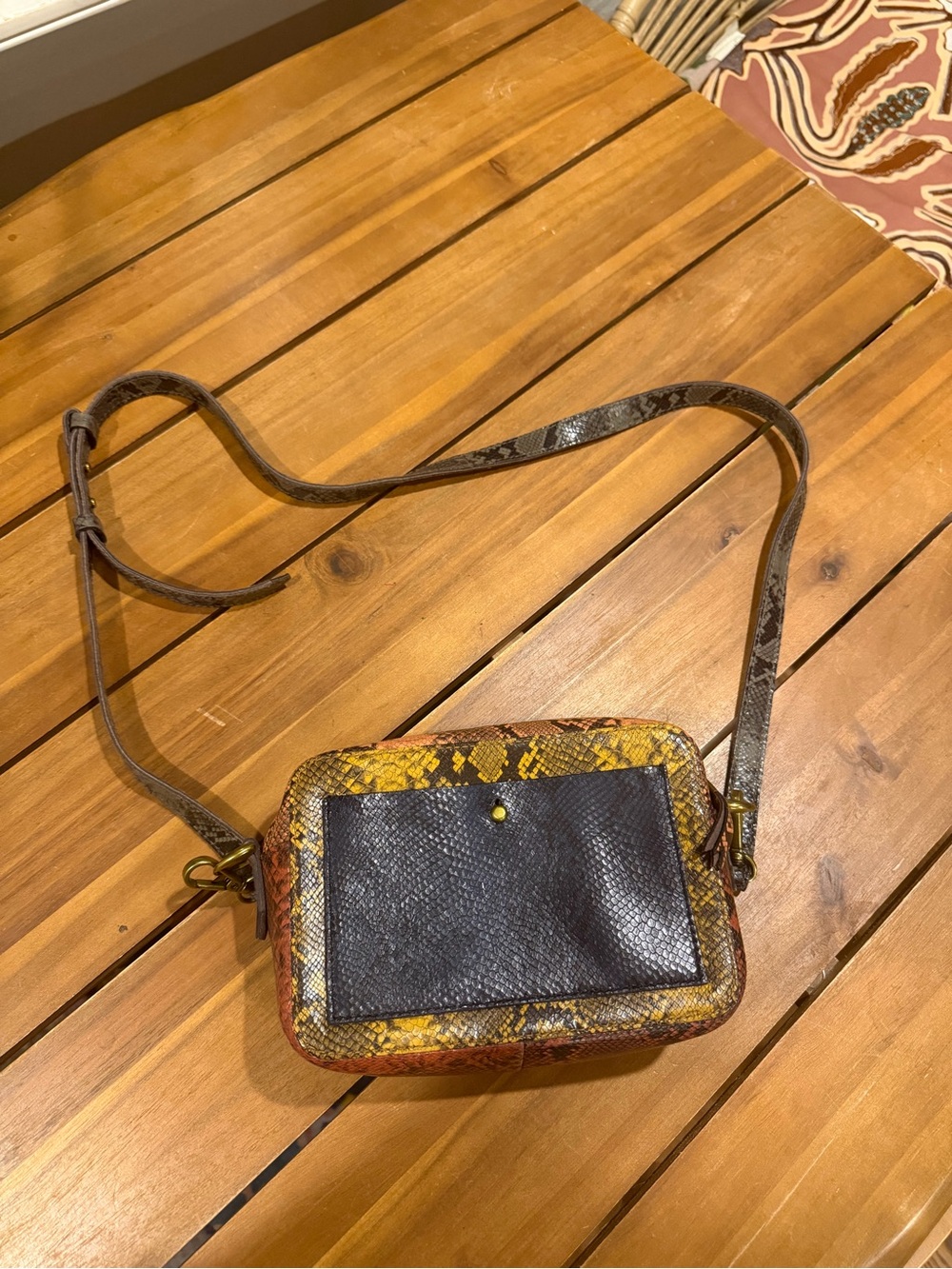 Madewell Snake-Print Crossbody in Yellow, Brown & Black EUC